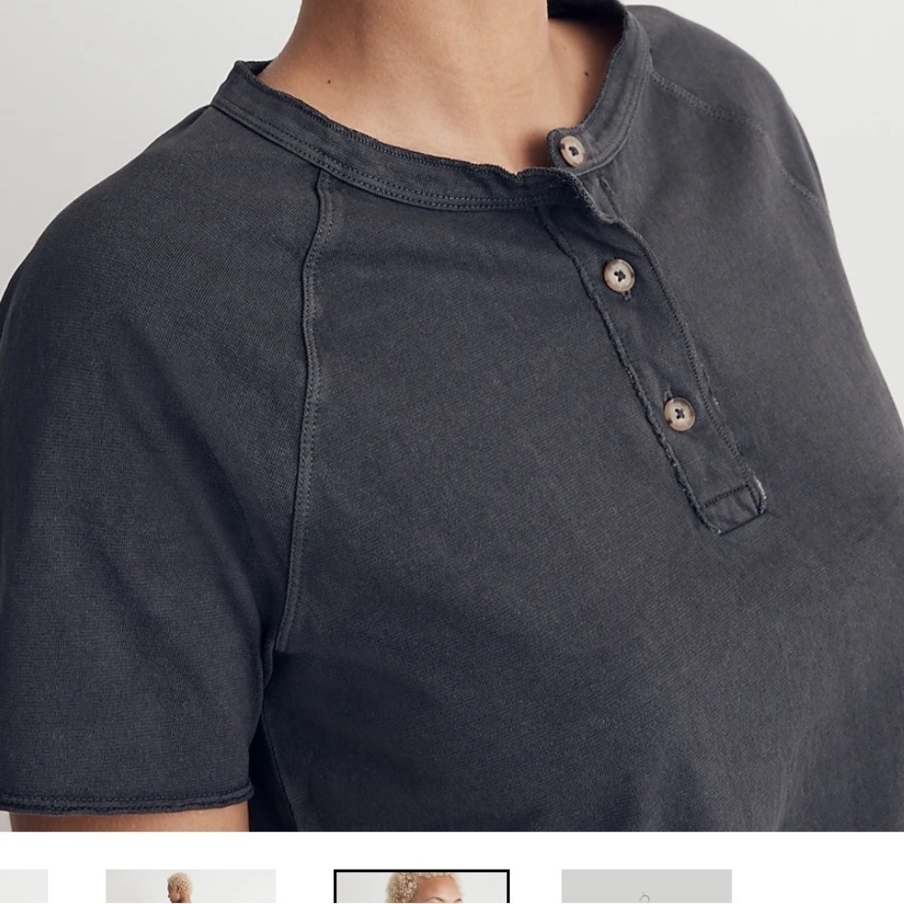Madewell Black Garment Dyed Raglan Henley Tee XS - Picture 11 of 11